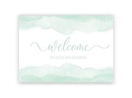 Welcome - calligraphic wedding sign with watercolor. vector