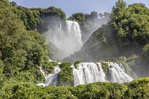 Marmore waterfall in Umbria region, Italy. Amazing cascade splashing into nature. photo
