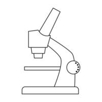 Vector microscope icon outline. Medical or chemistry equipment line art picture isolated on white background. Healthcare, research and laboratory concept. Health check or treatment clip art