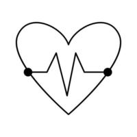Vector flat heart rate icon outline. Medical symbol line art picture isolated on white background. Healthcare, research and laboratory concept. Health check or treatment clip art