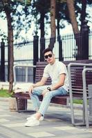 stylish man in white t-shirt photo