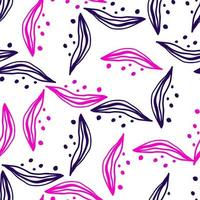 Abstract linear leaves tropical seamless pattern. Rainforest line background. vector