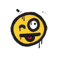 Graffiti emoticon. Smiling face painted spray paint. Vector illustration.