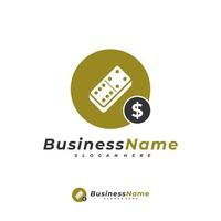 tarjeta de dominó con plantilla de vector de logotipo de dinero, conceptos de diseño de logotipo de dinero creativo
