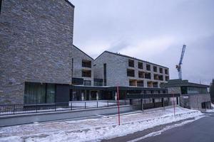 Exterior of san domenico ski resort building against sky