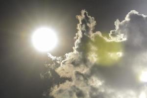 Sun Beam in Dark Clouds and Sky photo