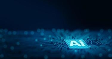 Ai chipset on computer circuit board. Ai CPU concept. photo