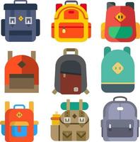 Backpack vector set model school various