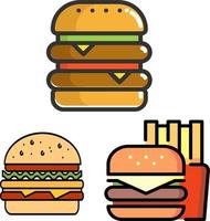conjunto de vectores de comida de bocadillos de hamburguesa