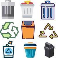 bote de basura, vector, conjunto, recyle vector