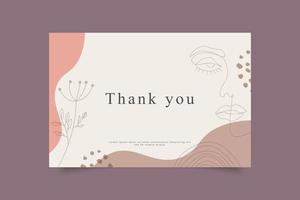 Template thank you card with abstract hand drawn background