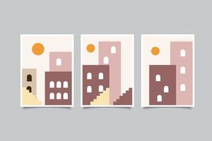 mid century modern wall art poster collection vector