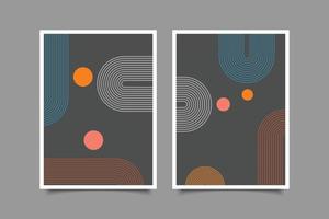 mid century modern wall art poster collection vector