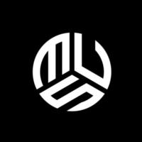 MUS letter logo design on black background. MUS creative initials letter logo concept. MUS letter design. vector