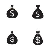 money bag set with dollar symbol vector logo icon