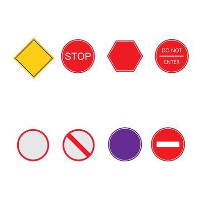 Vector set of blank road sign on isolated white background