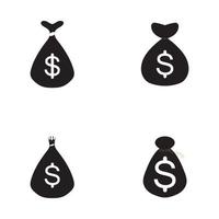 money bag set with dollar symbol vector logo icon