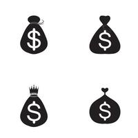 money bag set with dollar symbol vector logo icon