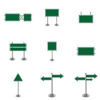 Vector set of blank road sign on isolated white background