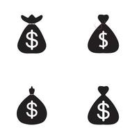 money bag set with dollar symbol vector logo icon