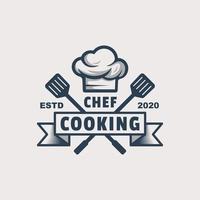 logotipo de cocina de chef retro vintage, comida de negocios de restaurante vector