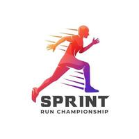 Diseños de logotipo de silueta de hombre corriendo para plantilla de logotipo de maratón, club de carreras o ilustración de logotipo de club deportivo vector