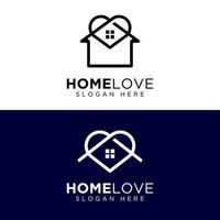 plantilla de diseños de logotipo de casa de amor. casa combinada con símbolo de diseño de icono de corazón