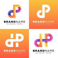 modern color initial letter DP monogram logo design vector template