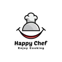 happy chef enjoy cooking modern logo vector template