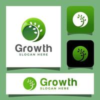 diseño de logotipo de estilo de espacio negativo de planta de crecimiento natural vector