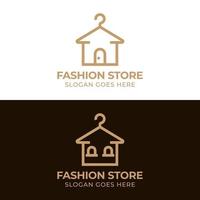 diseño de logotipo de tienda de moda o tienda de ropa de estilo de arte lineal con dos versiones vector