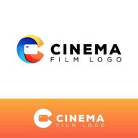 modern color cinema logo, initial letter C with camera video logo design vector template