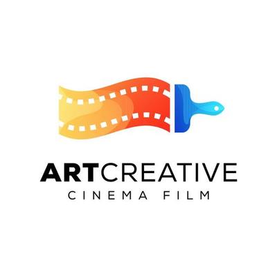 Art Creative cinema film logo, creative team studio logo, paint with roll video logo concept