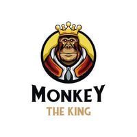 vector illustration monkey king crown head mascot logo. king kong logo for your brand, vector template