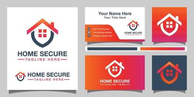 logotipo seguro para el hogar, diseño del logotipo de la casa inteligente con tarjeta de identidad vector