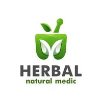natural medic herbal logo design, vector template