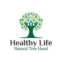 abstract tree made hands with leaf nature logo design for ecology. Environmental protection, nature conservation, organic, eco friendly icon vector