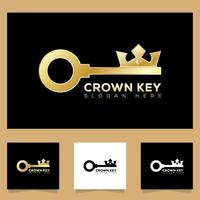 concepto del logotipo de la llave de la corona, diseño del logotipo inmobiliario de la llave del rey vector