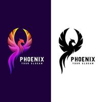 impresionante phoenix gradien logo ilustración dos versiones