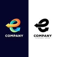 awesome letter E with arrow for business logo two version vector