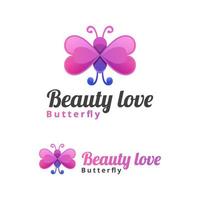 butterfly love logo, beauty animal for woman logo design vector remplate