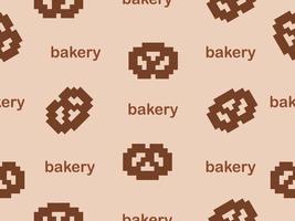 Cookie cartoon character seamless pattern on brown background.Pixel style vector