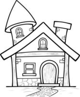 House coloring pages illustration cartoon vector