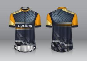 diseño de camiseta para ciclismo, vista frontal y posterior, y fácil de editar e imprimir en tela, ropa deportiva para equipos ciclistas vector