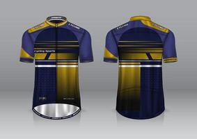 diseño de camiseta para ciclismo, vista frontal y posterior, y fácil de editar e imprimir en tela, ropa deportiva para equipos ciclistas vector