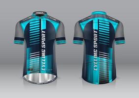 diseño de camiseta para ciclismo, vista frontal y posterior, y fácil de editar e imprimir en tela, ropa deportiva para equipos ciclistas vector