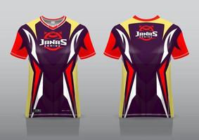 vista frontal y posterior del diseño de juegos de jersey esport vector