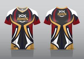 vista frontal y posterior del diseño de juegos de jersey esport vector