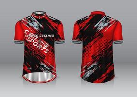 diseño de camiseta para ciclismo, vista frontal y posterior, y fácil de editar e imprimir en tela, ropa deportiva para equipos ciclistas vector