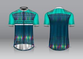 diseño de camiseta para ciclismo, vista frontal y posterior, y fácil de editar e imprimir en tela, ropa deportiva para equipos ciclistas vector